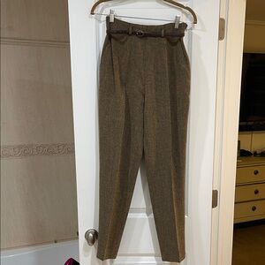 Brown High-Waisted Trousers with Belt